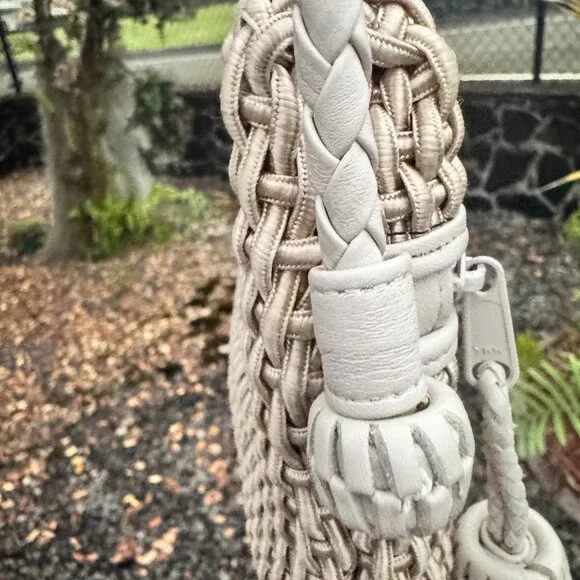 Jay Herbert by Sharif Woven Leather Crossbody Bag with Tassel – Beige/Ivory - Picture 4 of 15